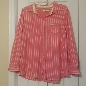 Old Navy Pink and Green Striped Button Down